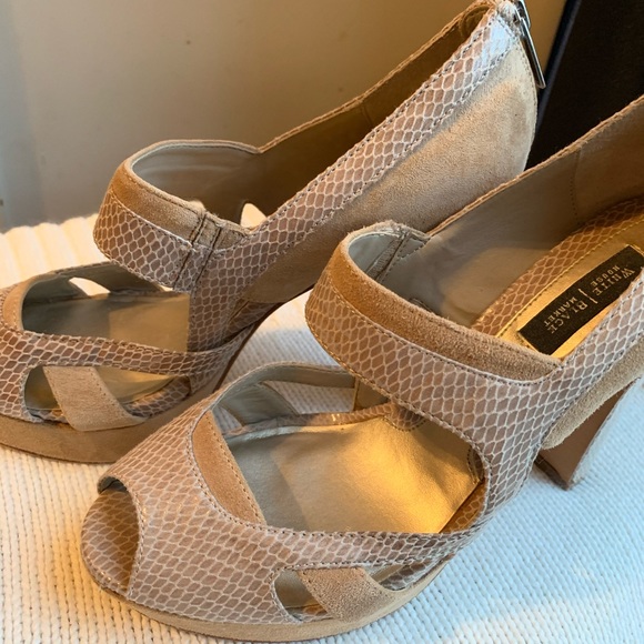 WHBM Nude Suede and snakeskin platform heels - Picture 8 of 8
